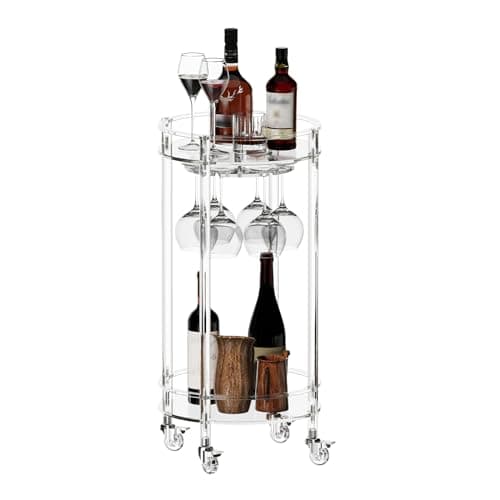 Eglaf Round 2-Tier Acrylic Bar Cart (5-0236-03)