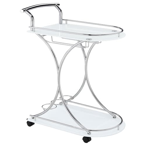 Coaster Elfman 2-Tier Glass and Metal Bar Cart (910002)