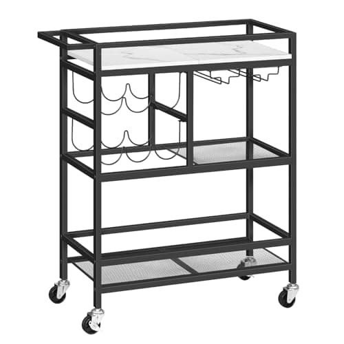 MAHANCRIS 3-Tier Kitchen Serving Cart with Wine Rack (RCHM6101)