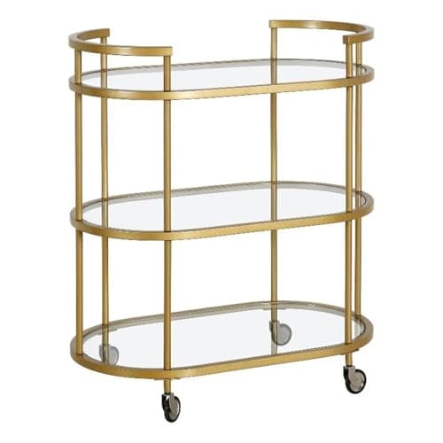 Henn&Hart 30-inch Oval Bar Cart in Brass (BC1147)