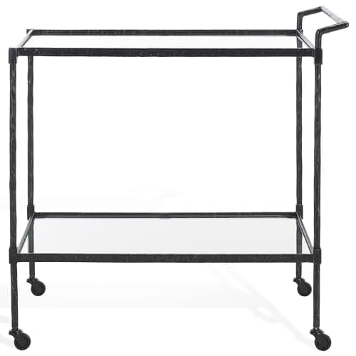 SAFAVIEH Couture Isabellina Black and Clear Glass Bar Cart (SFV9539B)