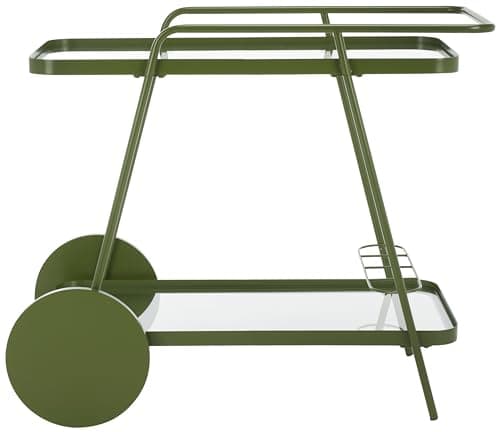 SAFAVIEH Zunia Green and Clear Glass 2-Tier Bar Cart (BCT2504B)