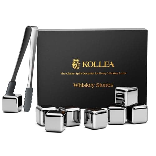 Kollea Stainless Steel Chilling Cubes, 8-Pack with Tongs and Tray