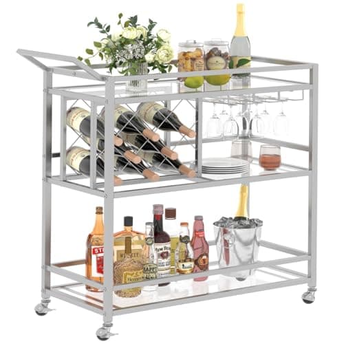 FATORRI 3-Tier Silver Bar Cart (FT-RC1279)