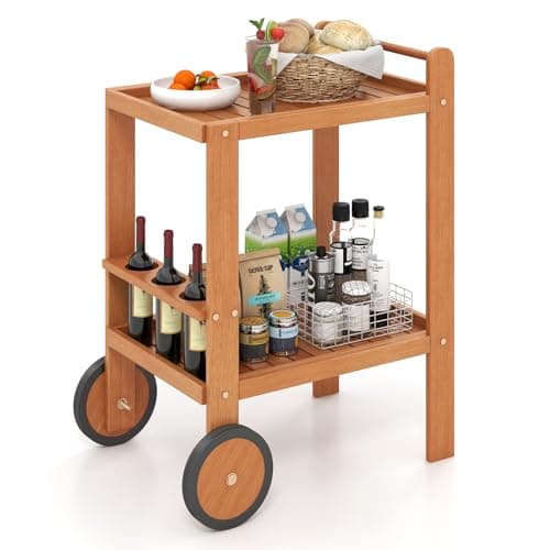 Tangkula 2-Tier Wood Bar Cart