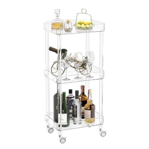 HMYHUM Small 3-Tier Acrylic Bar Cart (00892)