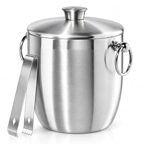 OGGI Double Wall Ice Bucket with Tongs, 3 qt (7044)