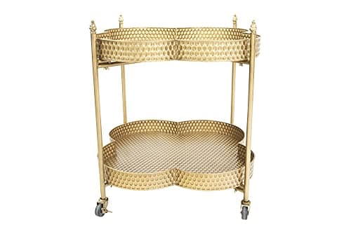 Creative Co-Op Clover-Shaped Hammered Bar Cart (EC0305)