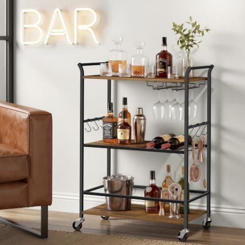 VASAGLE Barnet 3-Tier Bar Cart (ULRC200K101)