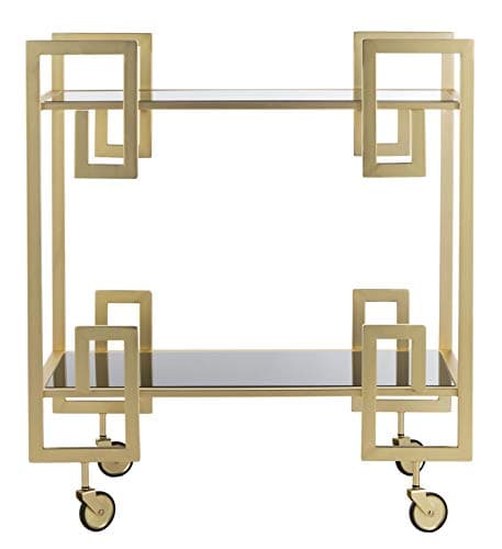 Safavieh Eliza Bar Cart, Brass and Black Glass (BCT8005A)