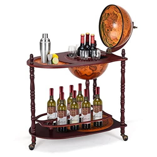 NAFORT Retro Globe Bar Cart with Wheels (NF109014CF)