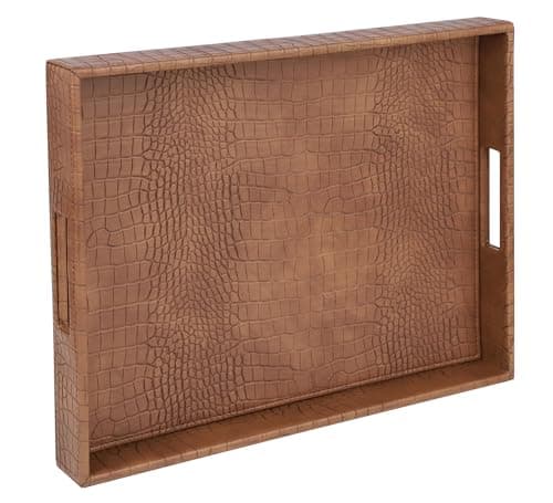 HofferRuffer Faux Leather Serving Tray, 16.2 x 12.2 in