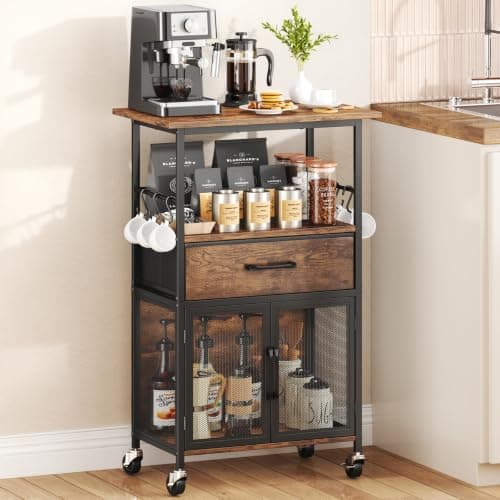 SWTYMIKI Rolling Kitchen Island Cart with Drawer and Cabinet (ZWJ320)