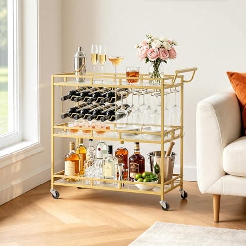 VEVOR 3-Tier Glass Bar Cart (SS-4)