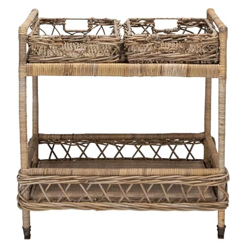 SAFAVIEH Ambrose 2-Tier Rattan Bar Cart (BCT6500A)