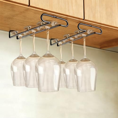 GeLive Under-Shelf Wine Glass Rack, 10 inch, 2-Pack