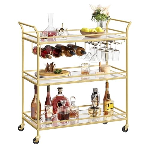 VASAGLE Large Gold Bar Cart (ULRC083A02)