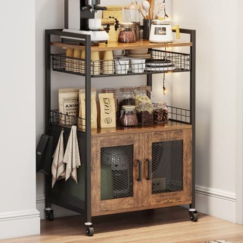Hencawima 3-Tier Coffee Bar Cabinet on Wheels (CFG-FX)