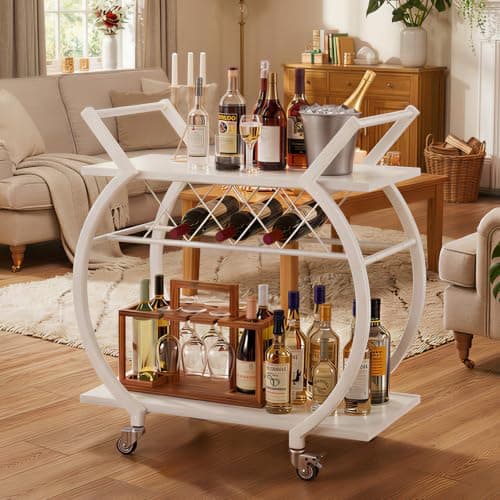 LVB White Bar Cart with Wine Rack (CA-CA013005)