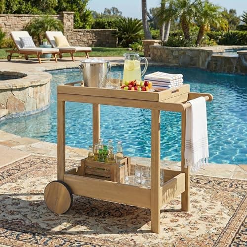 Christopher Knight Home Sara Acacia Outdoor Bar Cart (378245)
