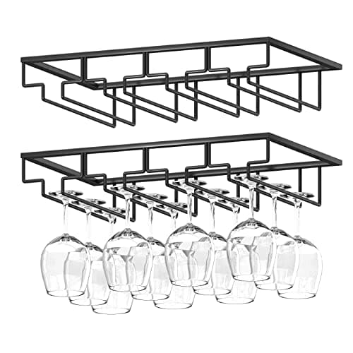 Wtiujhg Under-Cabinet Stemware Rack, 4 Rows, 2-Pack